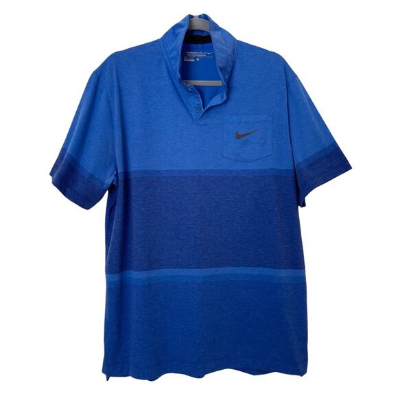 Nike Golf Dri-Fit Tour Performance Colorblock Royal Blue S/S Men's Shirt Size L - Picture 1 of 11